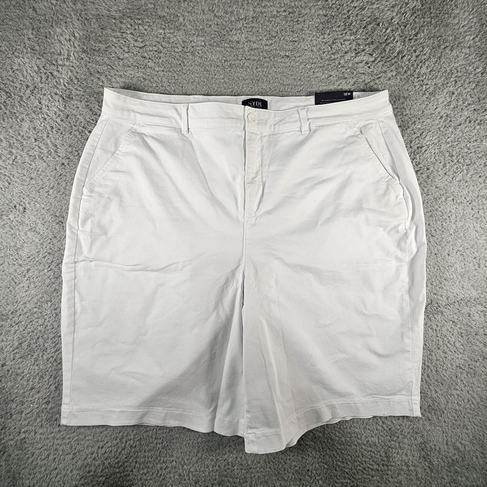 NYDJ Jeans Bermuda Shorts 20W Optic White High Rise Stretch Twill Preppy (READ)